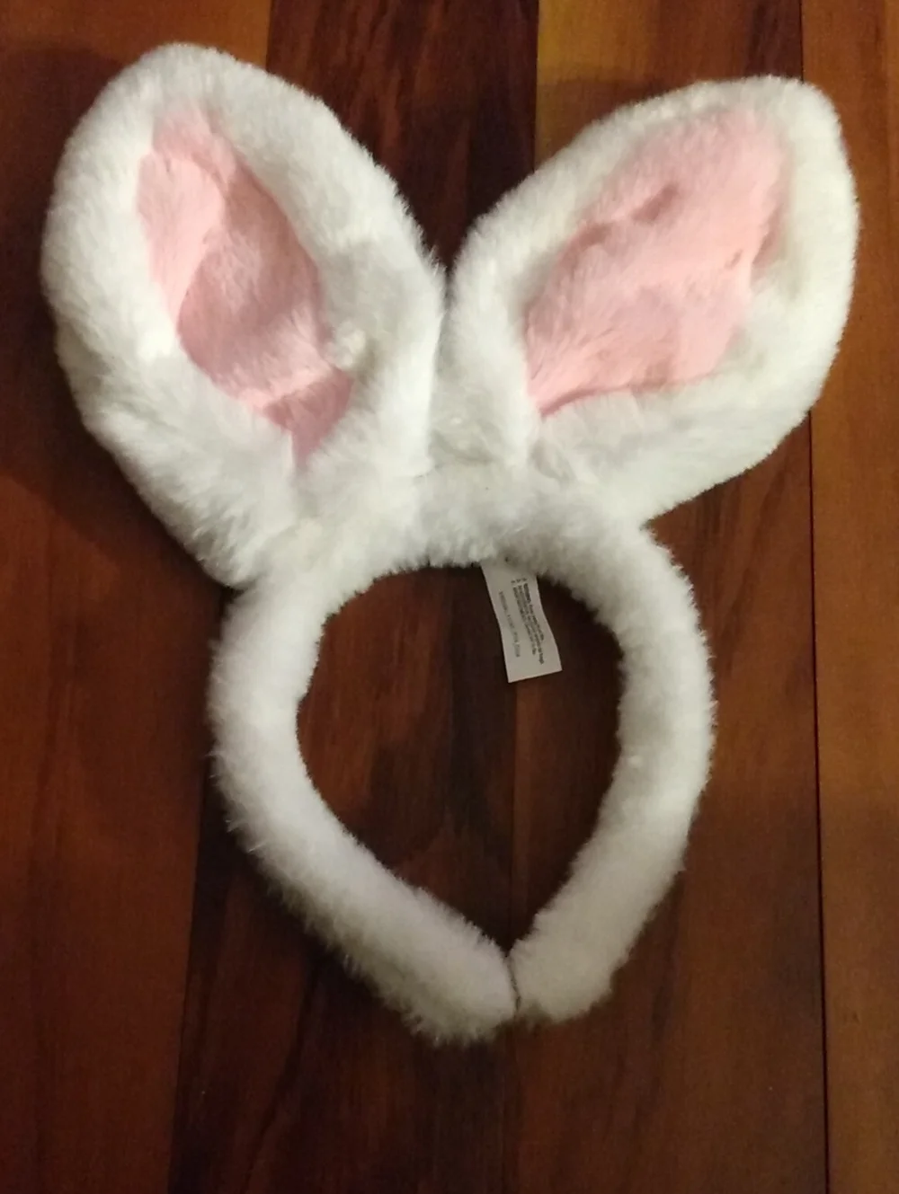 NWOT Soft Plush Bunny Ears Headband OS, White & Pink Easter Halloween Costume